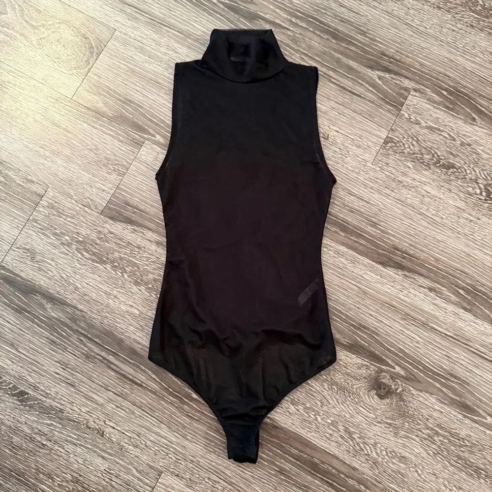 Intimately Free People Sheer Mesh Turtleneck Sleeveless Bodysuit